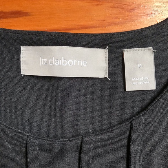 Liz Claiborne Basic Black Belted 3/4 Sleeve Dress, EUC, M - Picture 4 of 14